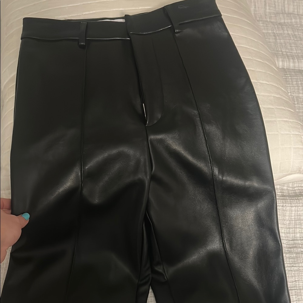 Black Boot Cut Faux Leather Pants